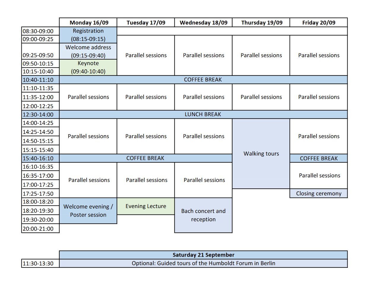 26th International Conference of the European Association for South Asian Archaeology and Art: schedule
