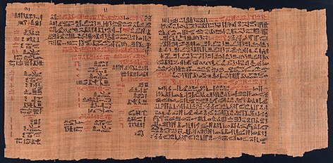 Papyrus with black and red Egyptian-Coptic writing